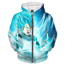 Load image into Gallery viewer, Dragon Ball Z Hoodie - SSGSS VEGETA ZIPPER HOODIE