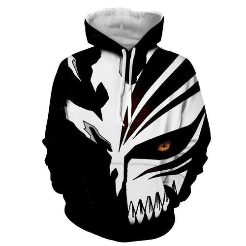 Ichigo Kurosaki Cool Hollow black And White Mask 3D Hoodie