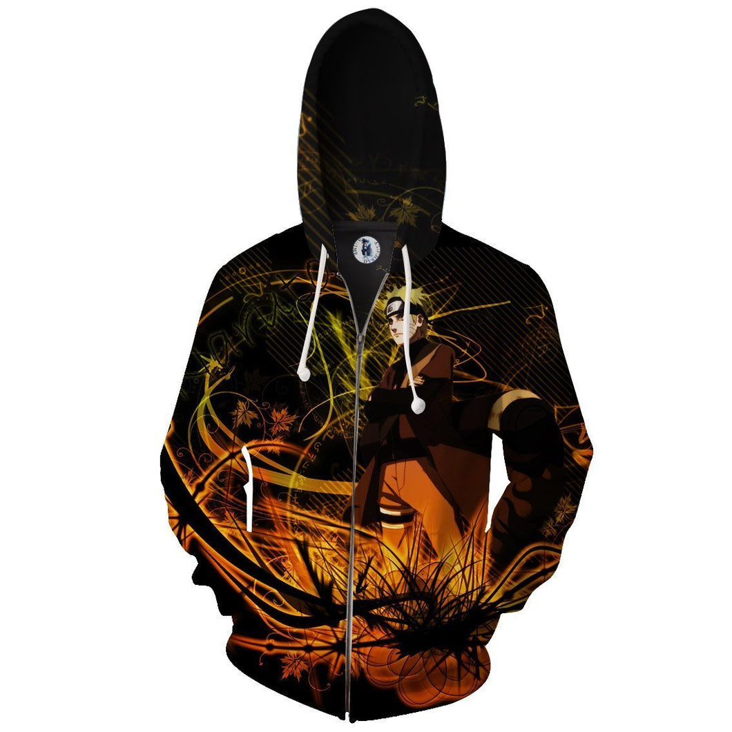Naruto Hoodie - Naruto 3D Hoodie - Zip Up Jacket