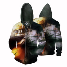 Load image into Gallery viewer, Naruto Hoodie - Naruto &amp; Sasuke 3D Hoodie - Zip Up Jacket