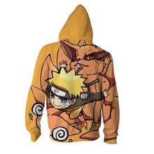 Load image into Gallery viewer, Naruto Hoodie - Naruto &amp; Kurama 3D Hoodie - Zip Up Jacket