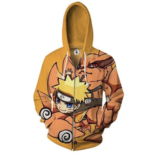 Load image into Gallery viewer, Naruto Hoodie - Naruto &amp; Kurama 3D Hoodie - Zip Up Jacket