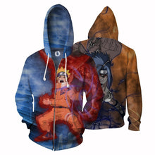 Load image into Gallery viewer, Naruto Hoodie - Naruto &amp; Sasuke 3D Hoodie - Zip Up Jacket