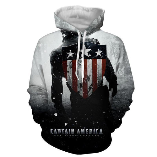 Captain America Sheild 3D Printed Black & White Hoodie