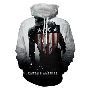 Captain America Sheild 3D Printed Black & White Hoodie