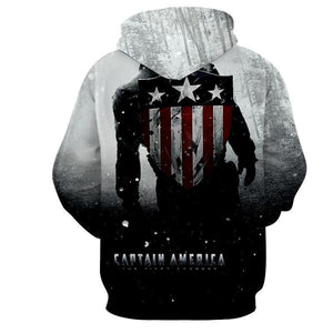 Captain America Sheild 3D Printed Black & White Hoodie