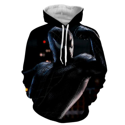 Black Spiderman 3D Hoodie - Jacket
