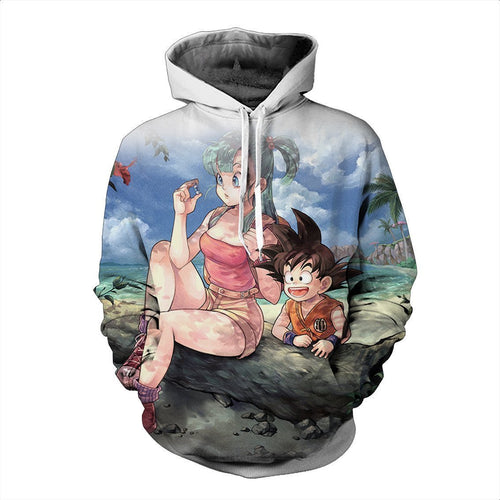 Dragon Ball Z Hoodie - Bulma And Kid Goku 3D Hoodie