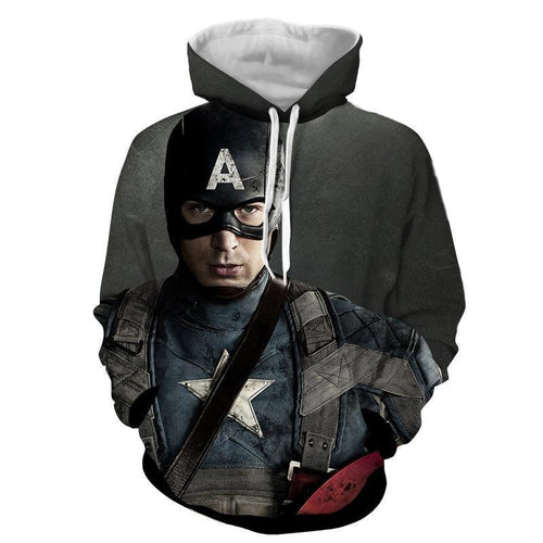Captain America Black 3D Printed Hoodie