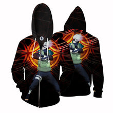Load image into Gallery viewer, Naruto Hoodie -Kakashi Hatake 3D Hoodie - Zip Up Jacket