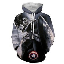 Load image into Gallery viewer, Captain America 3D Printed Black &amp; White Hoodie