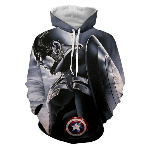 Captain America 3D Printed Black & White Hoodie