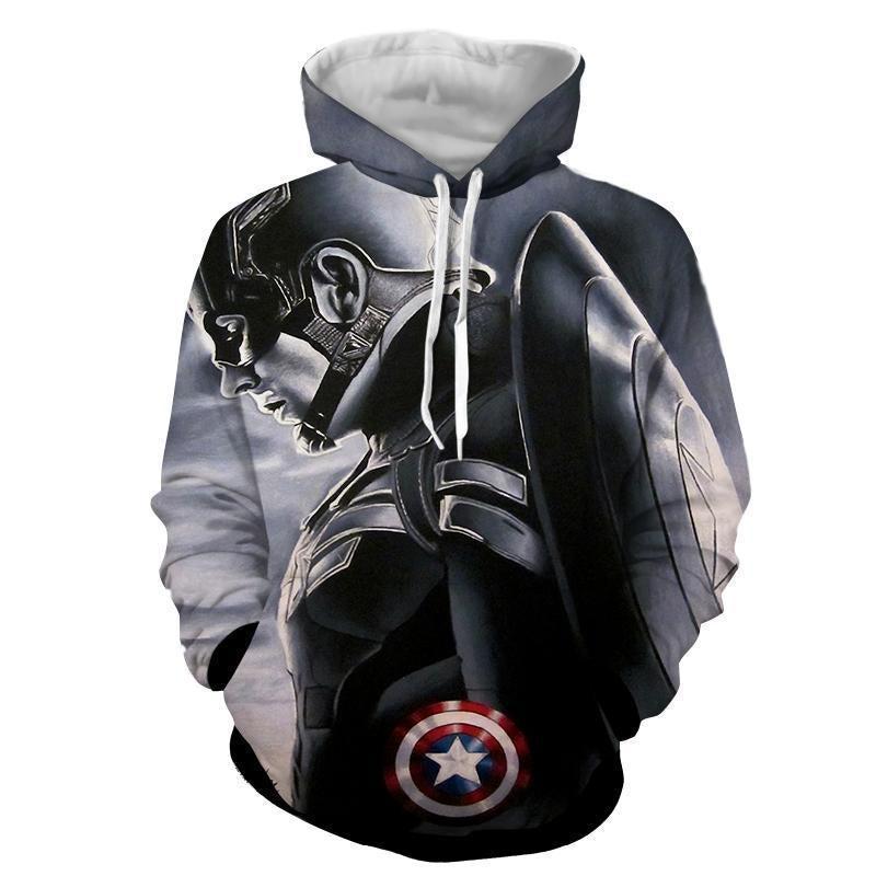 Captain America 3D Printed Black & White Hoodie