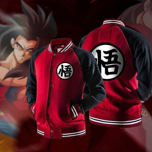 DRAGON BALL Z - GOKU TRAINING SYMBOL VARSITY JACKET - 3D Clothing