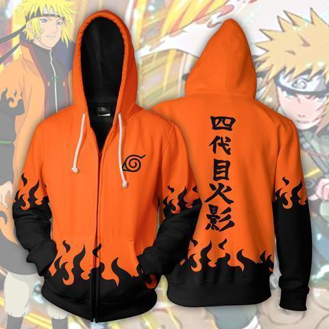 Naruto Hoodie - Minato Namikaze Hokage Zip Up Hoodie - Jacket