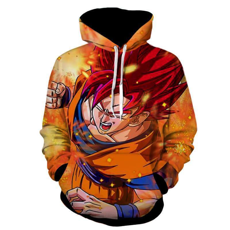 Dragon Ball Z Hoodie - Goku SSJ Red God Hoodie - Jacket