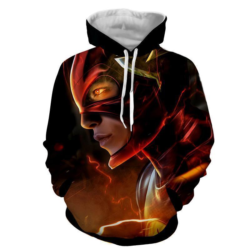 Flash 3D Printed Black Hoodie - The Flash Jacket - Star Lab Hoodie