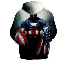 Load image into Gallery viewer, Captain America Flag &amp; Shield 3D Printed Hoodie