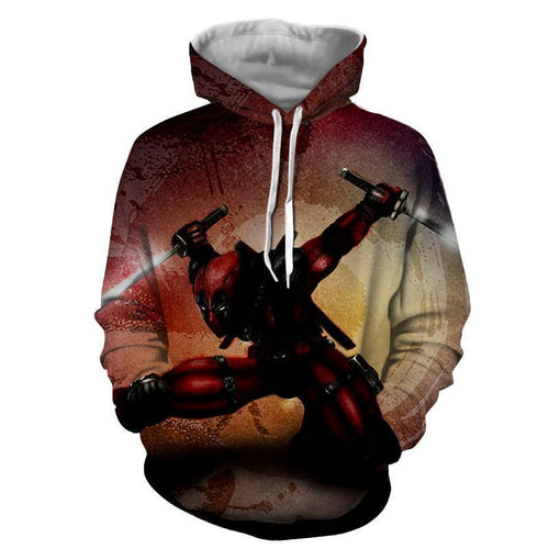 Deadpool Hoodie - Deadpool With Swords Hoodie - Deadpool Jacket