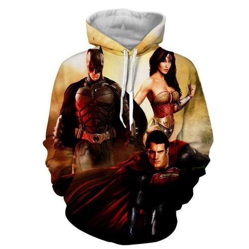 Justice League 3D Printed Hoodie / Batman / Superman / Wonder Women