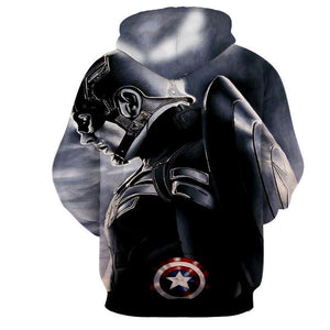Captain America 3D Printed Black & White Hoodie