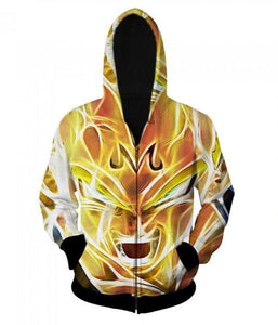 Dragon Ball Z SSj Majin Vegeta 3D Printed Zip Up Hoodie