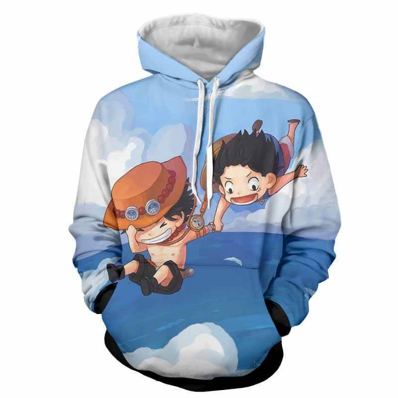 Kid Luffy and Ace 3D Hoodie - Jacket - One Piece