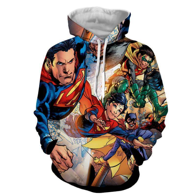 Justice League 3D Printed Hoodie Superman / Super Kid / Batman
