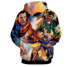 Load image into Gallery viewer, Justice League 3D Printed Hoodie Superman / Super Kid / Batman