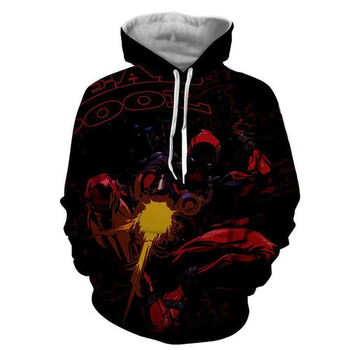 Deadpool Hoodie - Deadpool In Action Hoodie - Deadpool Jacket