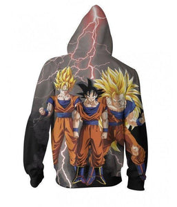 Goku Transformations 3D Printed Zip Up Hoodie