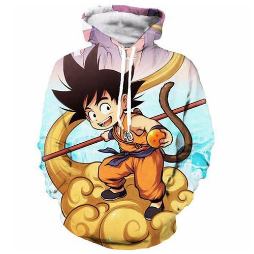 Dragon Ball Z Hoodie - Kid Goku On Nimbus 3D Printed Hoodie