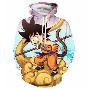 Dragon Ball Z Hoodie - Kid Goku On Nimbus 3D Printed Hoodie