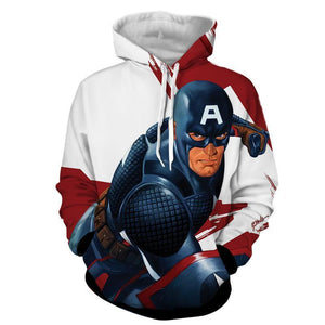 Captain America 3D Printed Red & White Hoodie