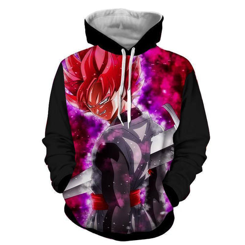 Dragon Ball Super Z Hoodie - Black Goku Rose SSJ Hoodie