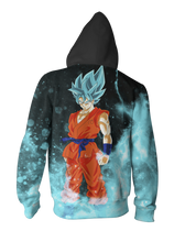 Load image into Gallery viewer, Goku Super Saiyan Blue Hoodie - Goku Super Saiyan God Zip Up Jacket