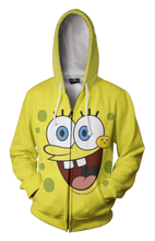 Load image into Gallery viewer, Sponge Bob Zip-up Hoodie - 3D Sponge Bob Hoodie