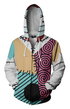 Load image into Gallery viewer, Sally Skellington Nightmare Zip-up Hoodie - 3D Nighmare Hoodie