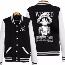 Load image into Gallery viewer, One Piece Monkey D Luffy Wanted Skull Baseball Jacket