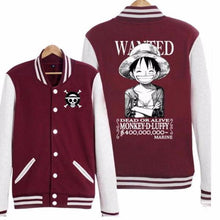 Load image into Gallery viewer, One Piece Monkey D Luffy Wanted Skull Baseball Jacket