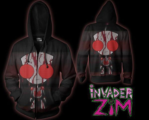 Invader Zim In Blood Down Hoodie - Zim Invader Zip Up Jacket