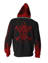 Load image into Gallery viewer, Portgas D. Ace Zip Up Hoodie - One piece Hoodies