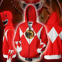 Load image into Gallery viewer, POWER RANGERS - RED RANGER ZIP UP HOODIE - POWER RANGERS HOODIE