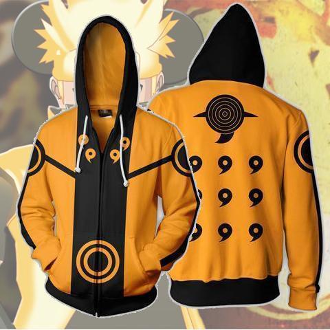 Naruto Hoodie - Naruto Uzumaki Zip Up Hoodie - Jacket