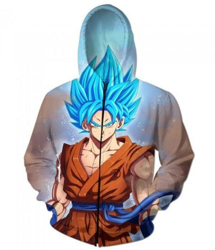 Dragon Ball Z Hoodie - Goku Super Saiyan God Zip-up Hoodie
