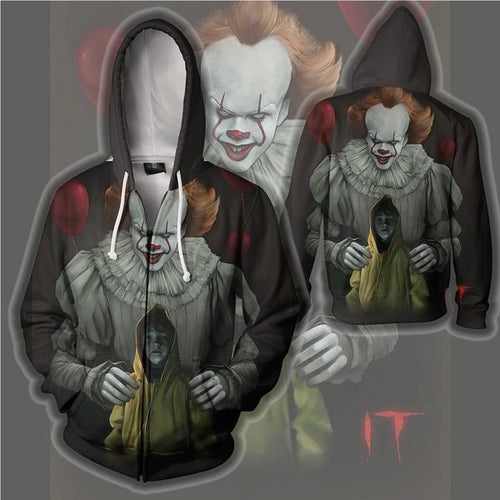 IT- Pennywise Dancing Clown Hoodie - Bob Gray Zip Up Jacket