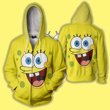 Load image into Gallery viewer, Sponge Bob Zip-up Hoodie - 3D Sponge Bob Hoodie