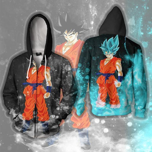 Goku Super Saiyan Blue Hoodie - Goku Super Saiyan God Zip Up Jacket