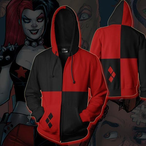 Harley Quinn Hoodie - Comic Harley Quinn Zip Up Jacket