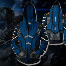 Load image into Gallery viewer, Mass Effect Garrus Vakarian Zip-up Hoodie - Latest 3D Garrus Vakarian Hoodie